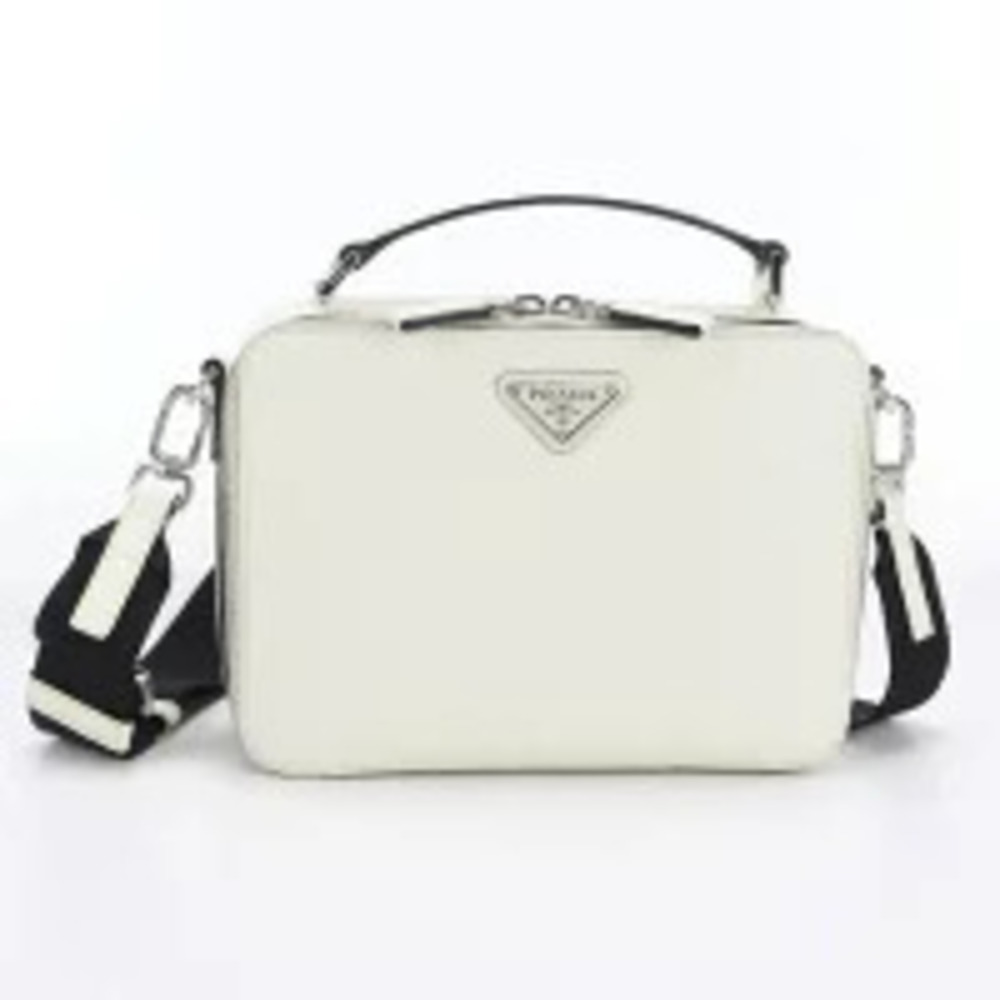 Prada Handbag Brick Saffiano Leather Bag White